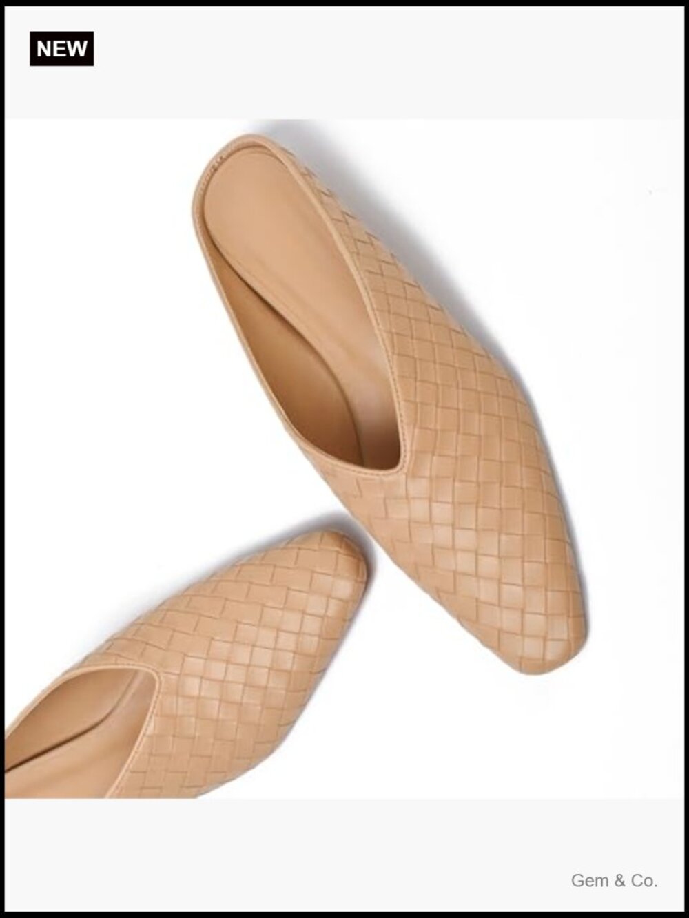 Woven Square Toe Slip On Mules Women Hidden Wedge Metallic Slides - Picture 6 of 7